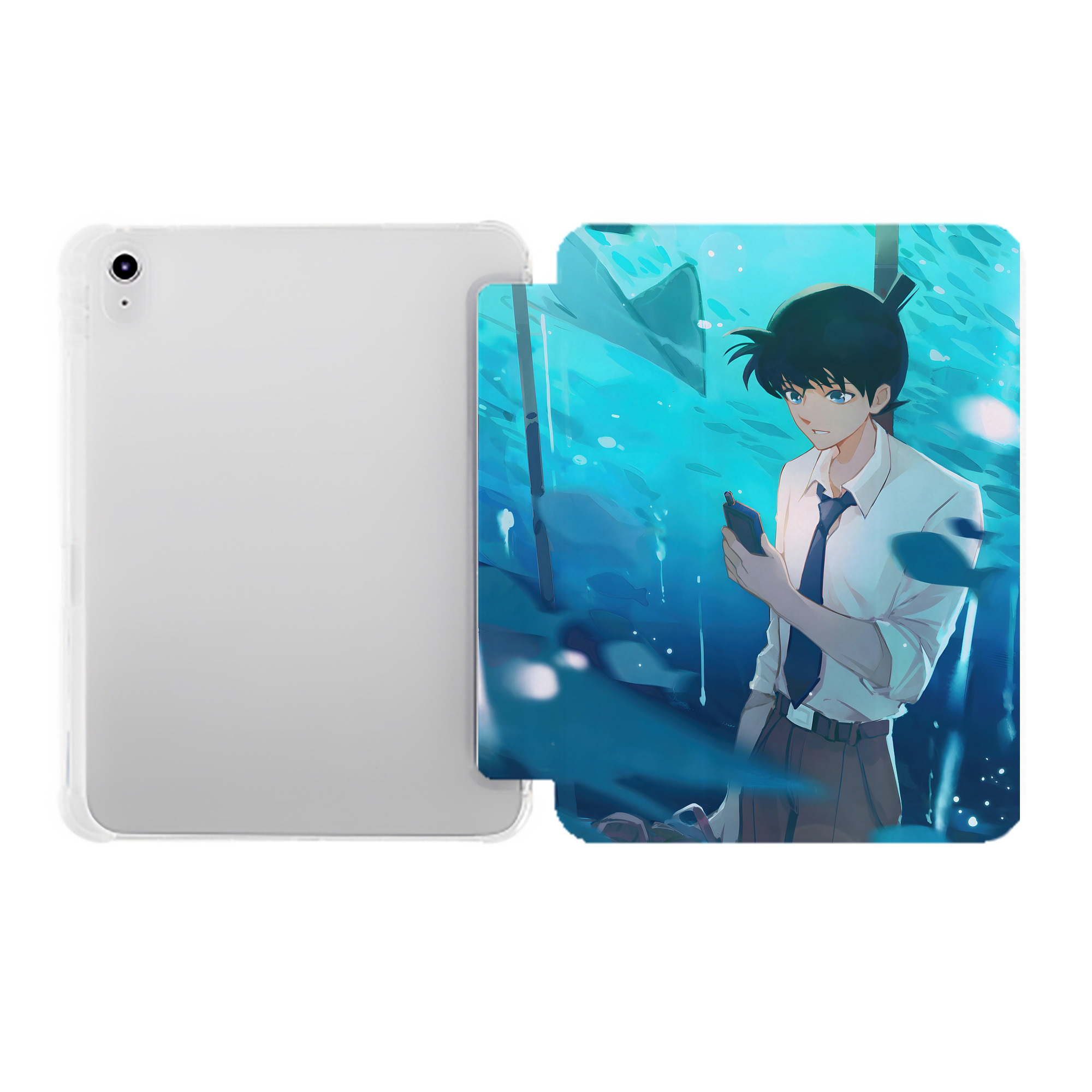 （画像用） 名探偵コナン Detective Conan IPad ケース ペン収納付き 三つ折りスタンド PUレザー×シリコン 対応機種9.5/10.5/10.9インチ